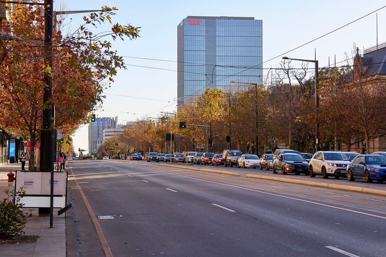North Terrace in Adelaide looking along the city's cultural boulevard